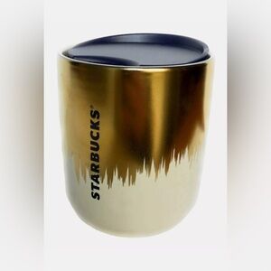 NEW Starbucks Art Deco Gold Travel Mug Holiday 8oz with Lid B1034 Ceramic